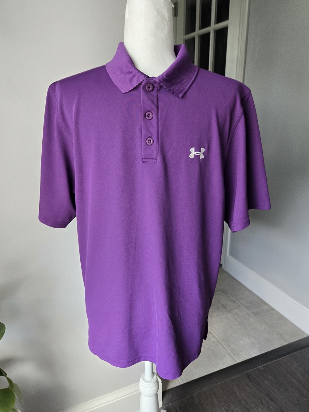 Under Armour Men's Tech Polo Shirt Size Medium Purple Golf Performance Top